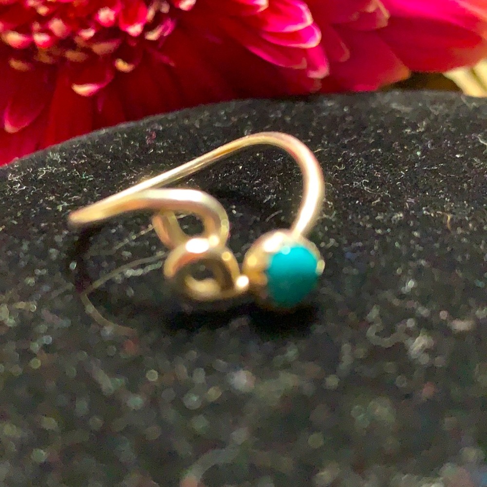 Vintage indigenous sterling silver free form with spider web turquoise